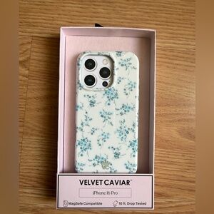 Velvet Caviar White Floral iPhone Case with Blue Print